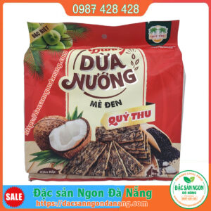 Bánh dừa nướng Mè đen Quý Thu gói 135gr - Giòn xốp ít ngọt - Đặc sản Quảng Nam làm quà