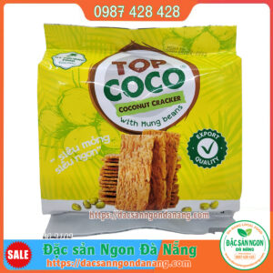 Bánh dừa nướng đậu xanh TOP COCO 170g – Đặc sản Quảng Nam Đà Nẵng – Coconut Cracker with Mung beans